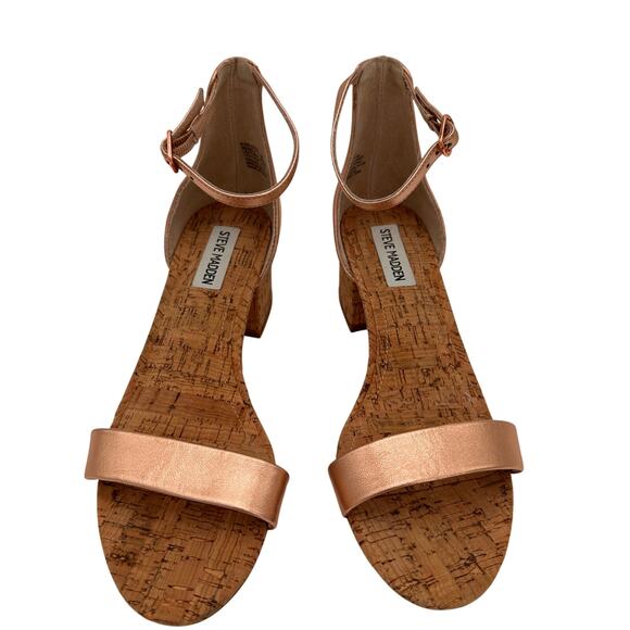 Steve Madden Rose Gold Irenee Heeled Ankle Strap Heels Size 7.5 - Picture 2 of 8
